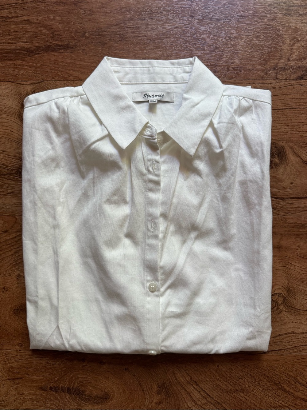 Madewell White Button-Down Sleeveless Shirt